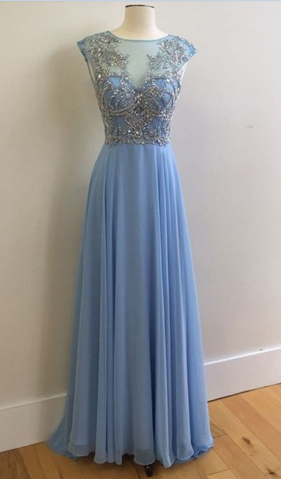 Chiffon Long Dresses with Illusion NECK Orchid