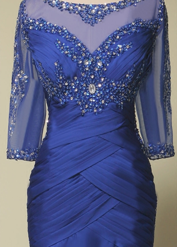 The Royal Blue Long-sleeved Mermaid Dressed In A Formal Dress Ball ...