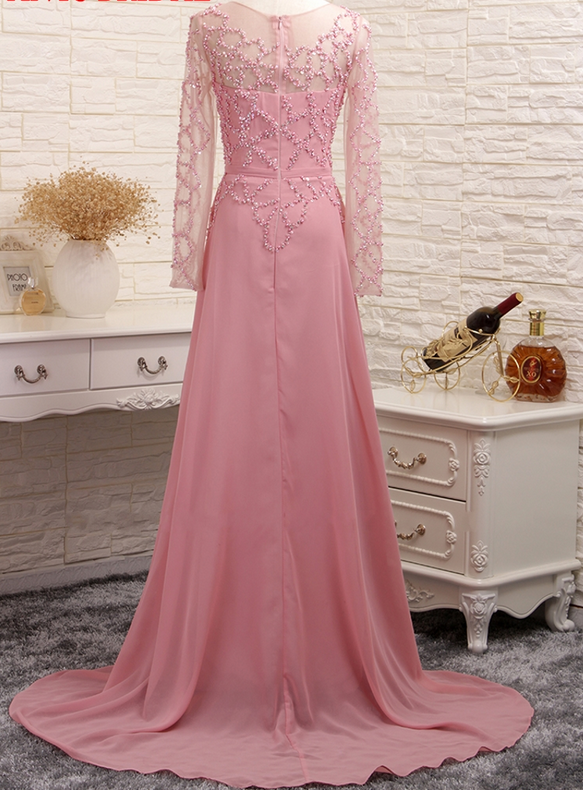 Long Sleeve Luxury Dubai Arab Women's Evening Party Dress For The