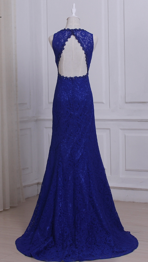 Royal Blue Skirt Lace Sexy V Neck Sleeveless Empire Party Ball Gown Evening Gown On Luulla 