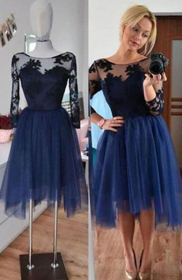 Navy homecoming Dress mini Dress formal Short Prom Dress