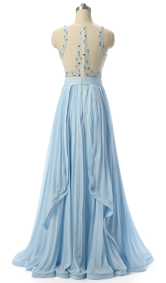 Sky Blue Prom Dresses,beaded Prom Dress,formal Women Evening Dresses ...