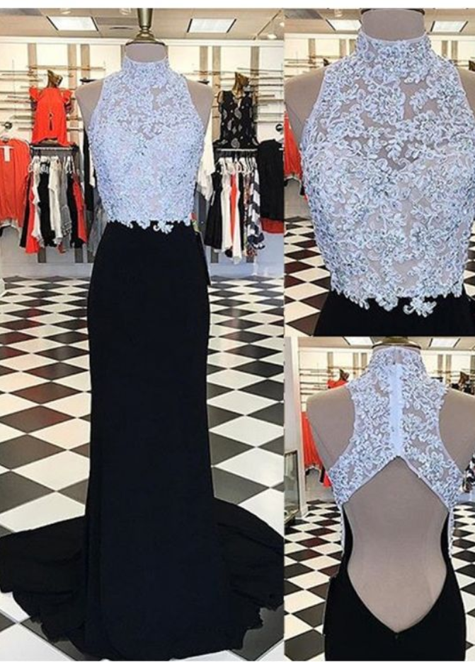 Pink Halter Tulle Lace Appliques Prom Dress Long Mermaid Evening Dress cc2458