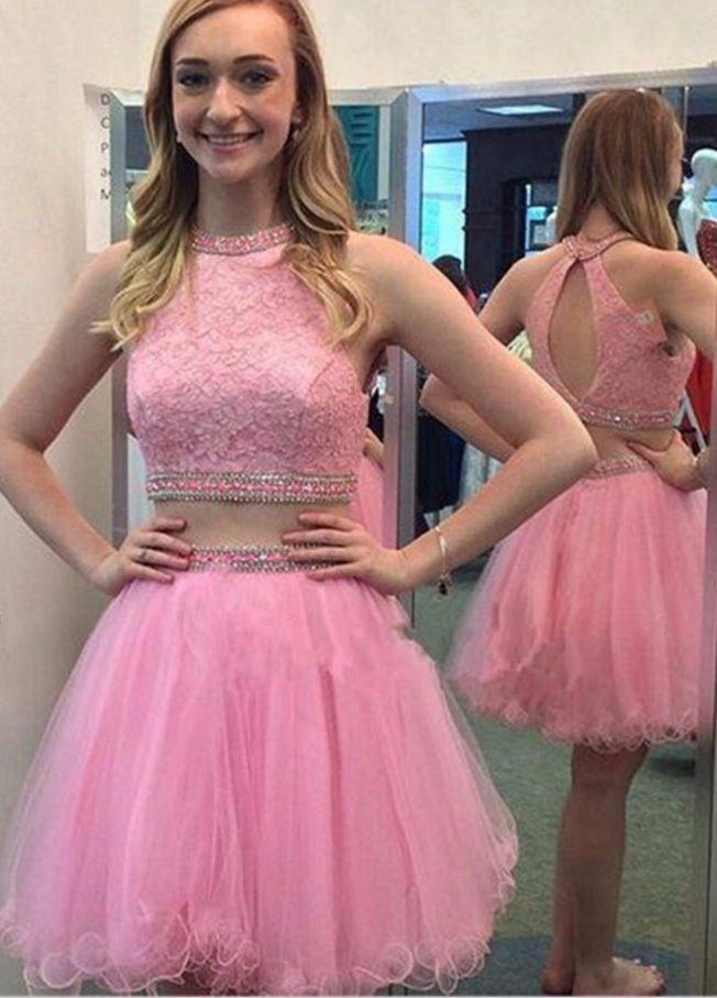 Trendy V Neck Pink Junior Short Prom Dress JTRE033 main image 0