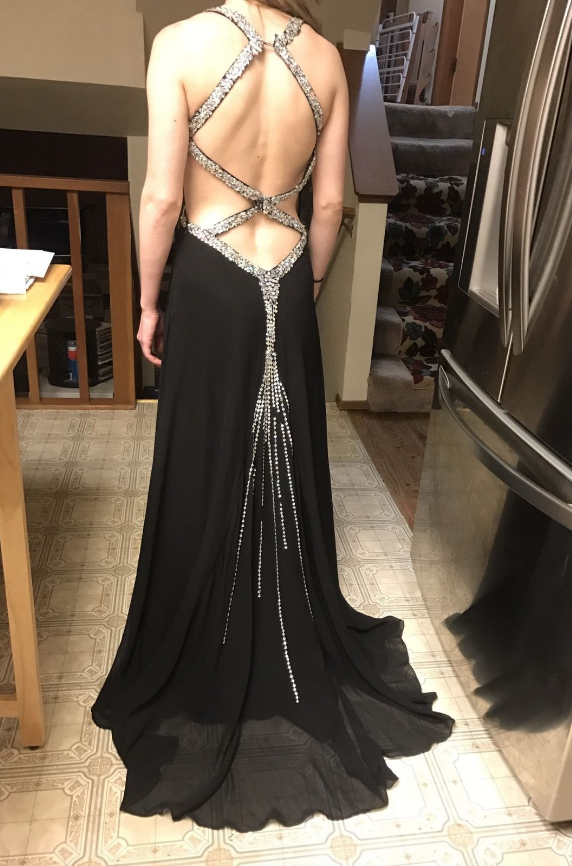 Black Prom Dress, Halter Prom Dress, Beading Prom Dress, Open Back Prom ...