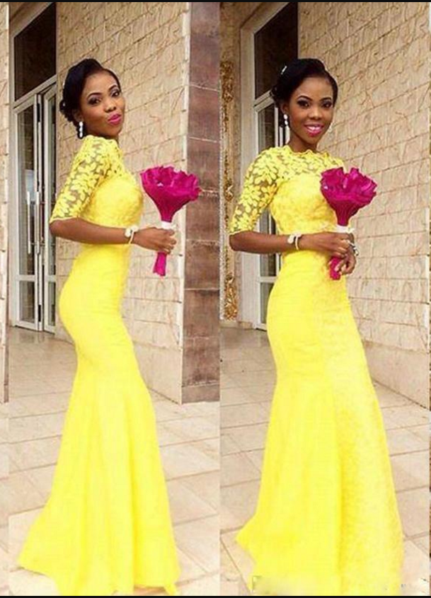 Yellow Yoke Dress w/ White Lace main image 0