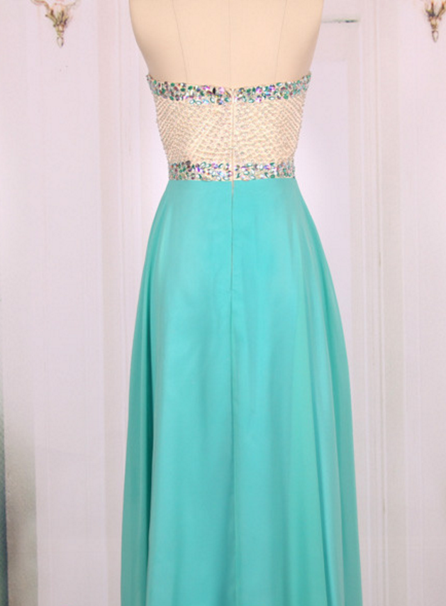 Long Chiffon Strapless Dresses with Sweetheart Turquoise Plus Size main image 0