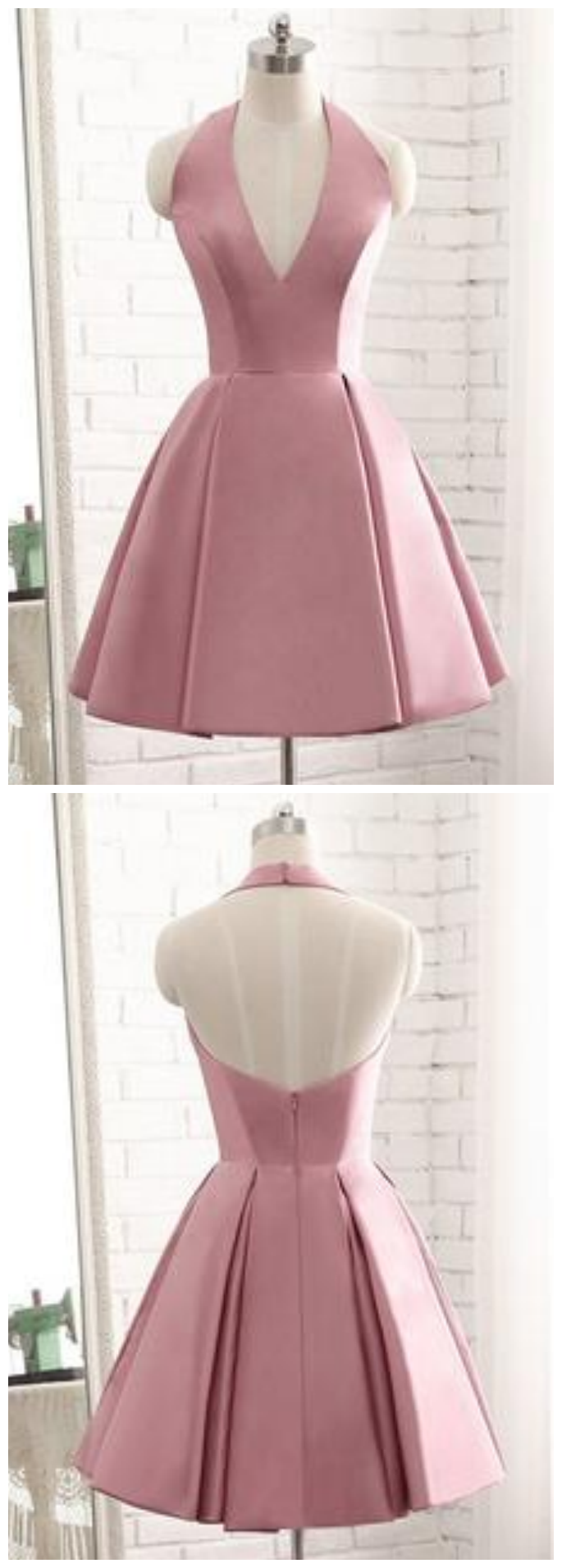 Sexy Halter Deep V Sheath Backless Birthday Dress Lavender Cocktail Dress Homecoming Dress Y8898