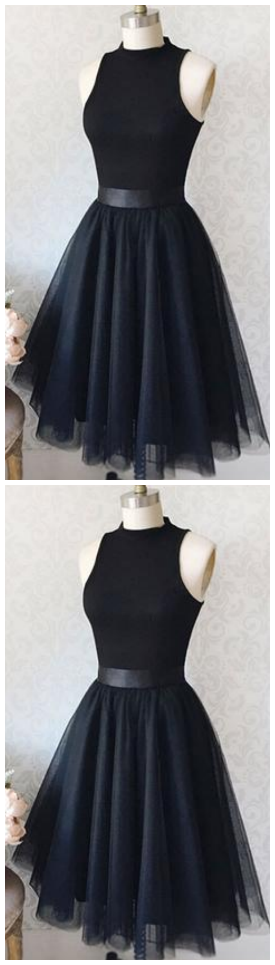 Black Sleeveless Tulle Homecoming Dresses,a Line Cocktail Dresses on Luulla