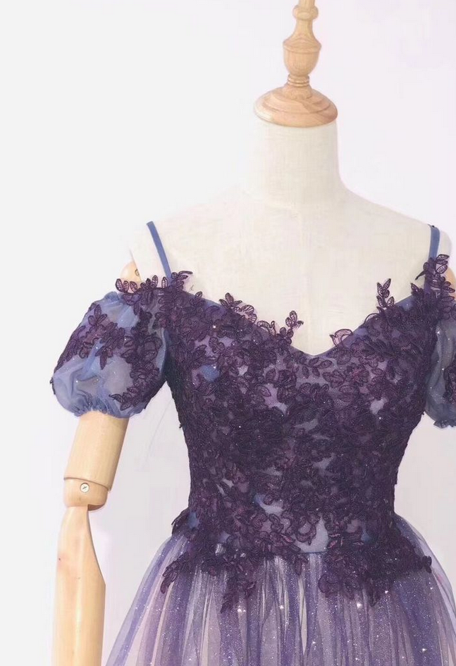 2489 Purple Lace Waistband Tulle Dress main image 1