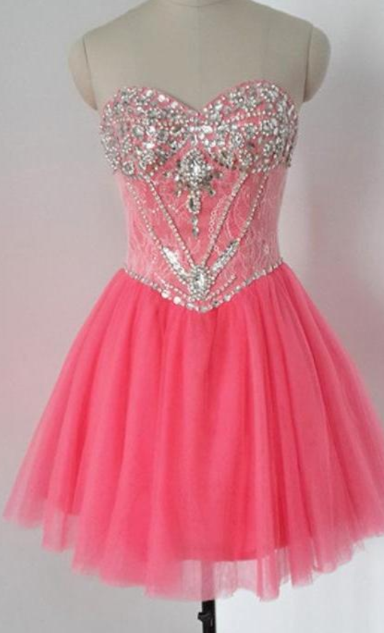 Short Prom Dresses, Watermelon Prom Dresses, Tulle Prom Dresses Ruffles ...