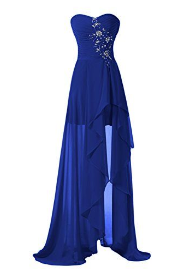 High Low Prom Dresses,evening Gowns,modest Formal Dresses, Fashion Blue Evening Gown,high Low E
