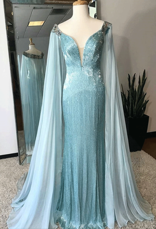 Black V-Neck Sleeveless Sheath Floor Length Prom Dress main image 1