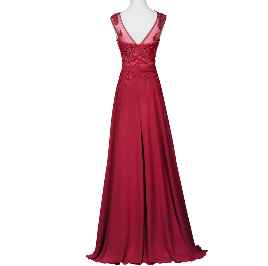 A Line Burgundy Strapless Prom Dresses Long Evening Party Dress main image 1