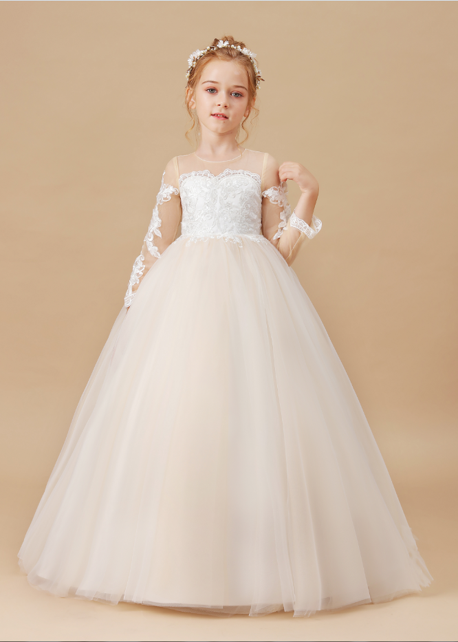 Flower Girl Dresses, Girls Banquet Dress Baby Kids Clothes White 