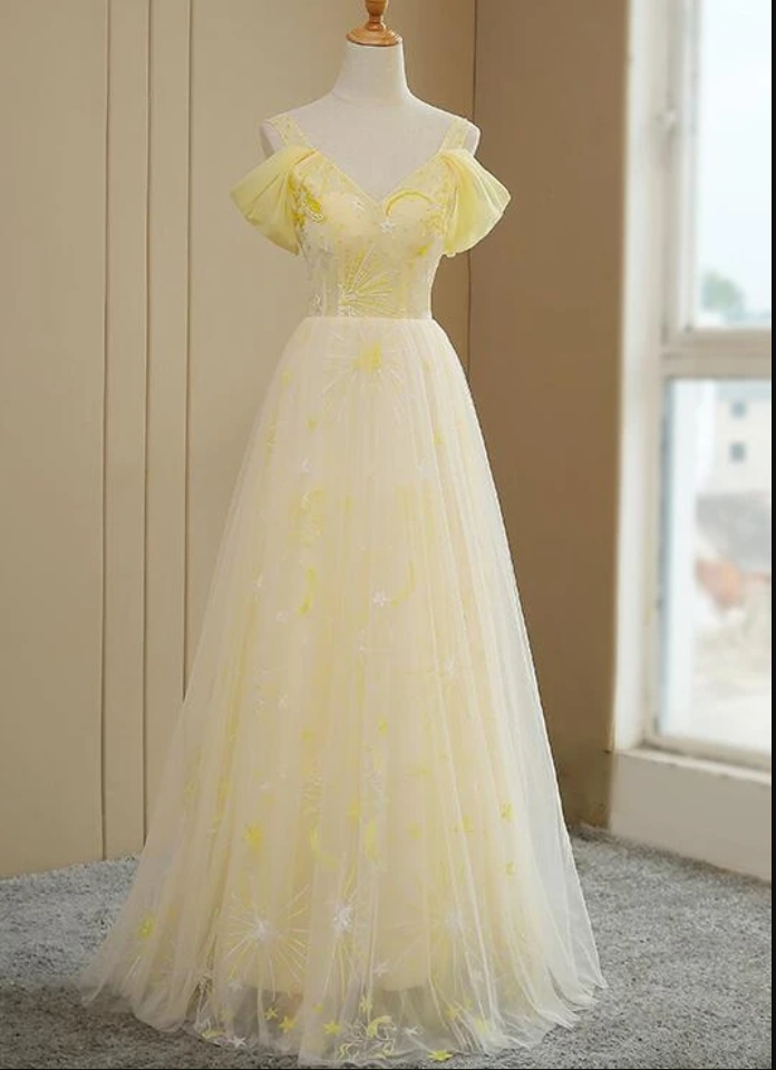 Beautiful Tulle Off Shoulder Evening Dress, Fashion Long Prom Dress on ...