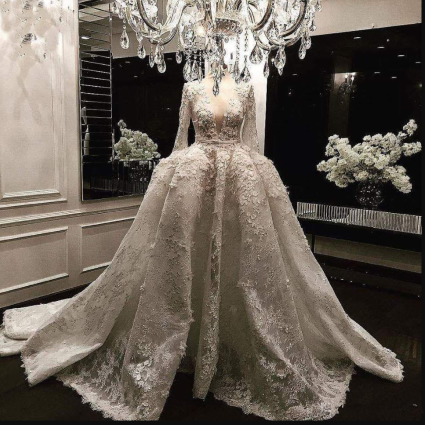 Vestido De Noiva 2019 Lace Long Sleeves Ball Gown Wedding Dresses ...