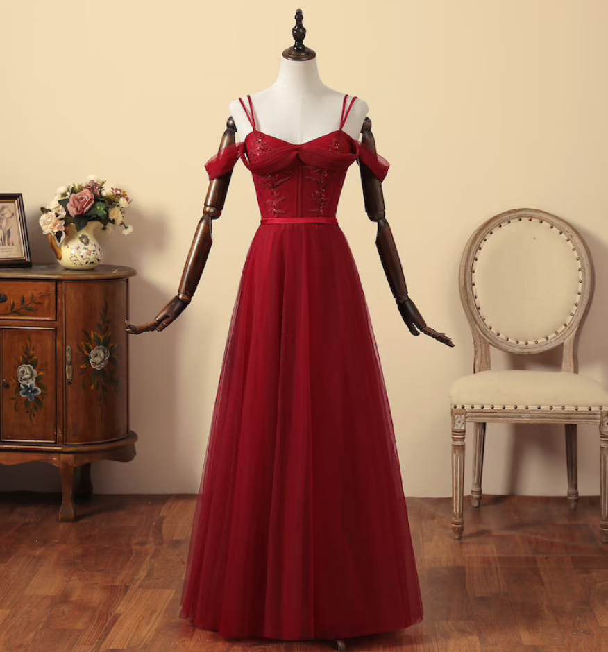 Prom Dresses,spaghetti Straps Wedding Dress Tulle Wedding Dress Prom Dress Lace Up Back Bridal