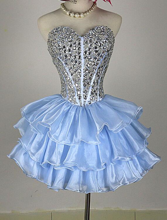 Cute White Tulle Sweetheart Beaded Homecoming Dress, White Short Graduation Dresses Y1966 main image 0