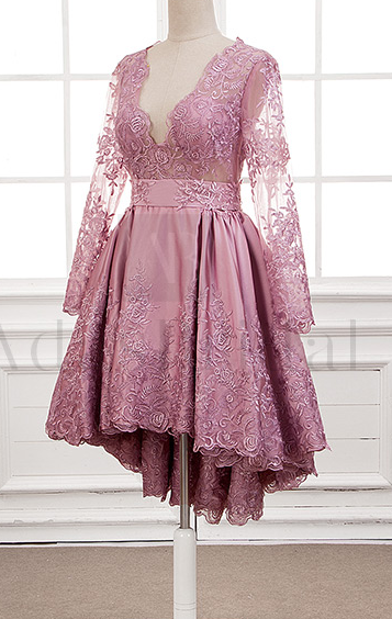 A-line V-Neck Tulle Homecoming Dress with Appliques main image 0