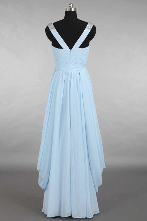 Elegant Sexy V-neck Chiffon Formal Prom Dress, Beautiful Long Prom ...