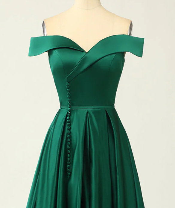 Off The Shoulder Satin Orange Simple Prom Dress