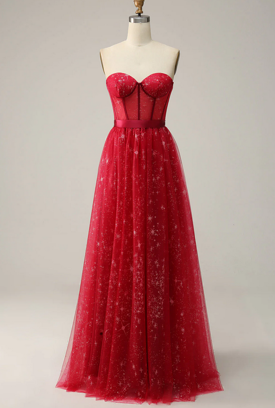 Elegant Sweetheart A Line Tulle Formal Prom Dress, Beautiful Long Prom