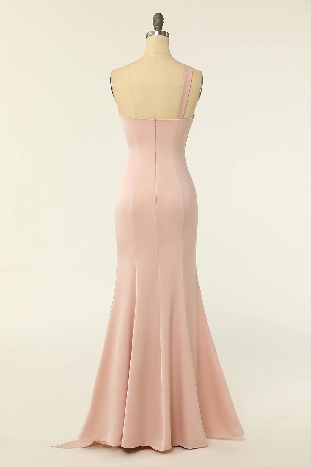 One Shoulder Mermaid Metallic Stretch Shiny Fabric Long Bridesmaid Dresses Online main image 0