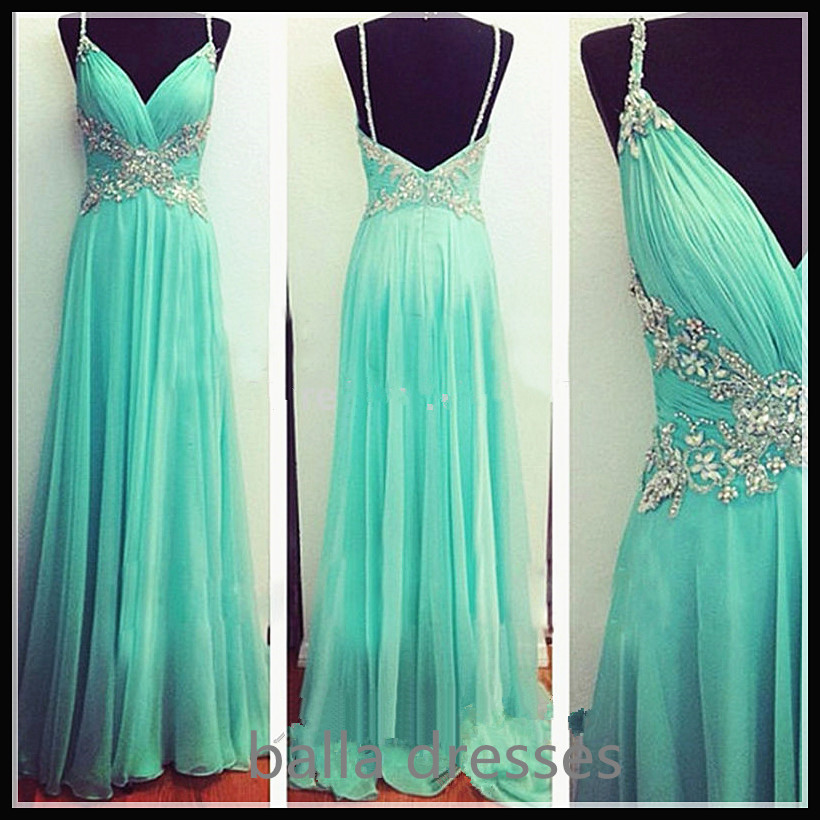 Tahiti Prom Dresses Spaghetti Straps Lace Bodice Long Prom Dress with Slit
