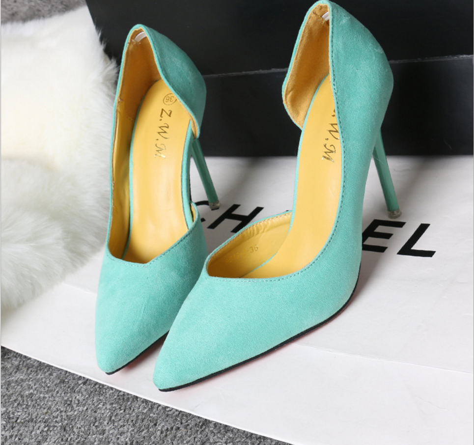 Pointed Toe Half Cut Out Suede Pumps on Luulla