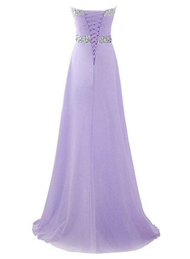 Sweetheart Corset Crystal Beaded Prom Dresses A Line Chiffon Ruffled Evening Gowns