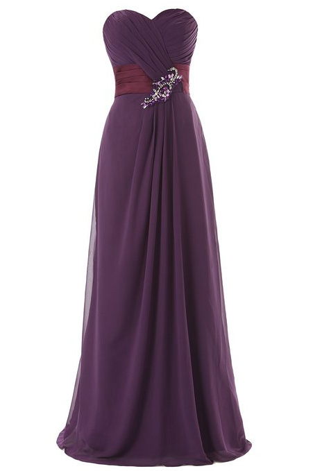 Purple Floor Length Chiffon Sheath Evening Dress Featuring Ruched ...